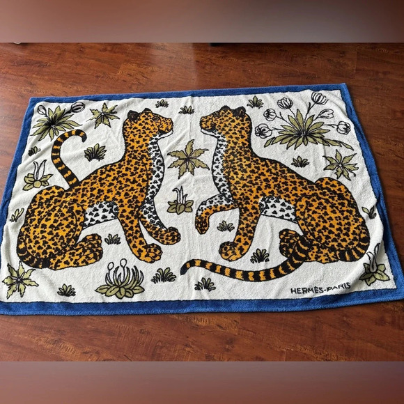 Hermes Other - Beach Hermes Towel Leopards Blue White 37.4 x 59.1